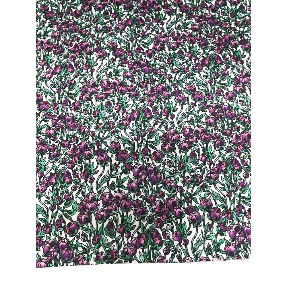 Floral Fabric Purple Green Flowers Quilting Cotton 1 Yard 44" Wide
